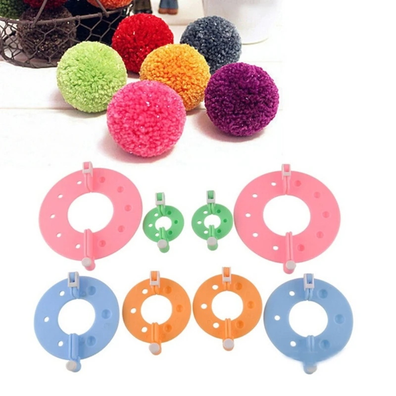 Fluff Balls Bobble Weavers Craft Knitting Wool Tool 4 Sizes Pompoms Makers Easy to Make Pompoms Fluff Ball Weavers Maker F1CC