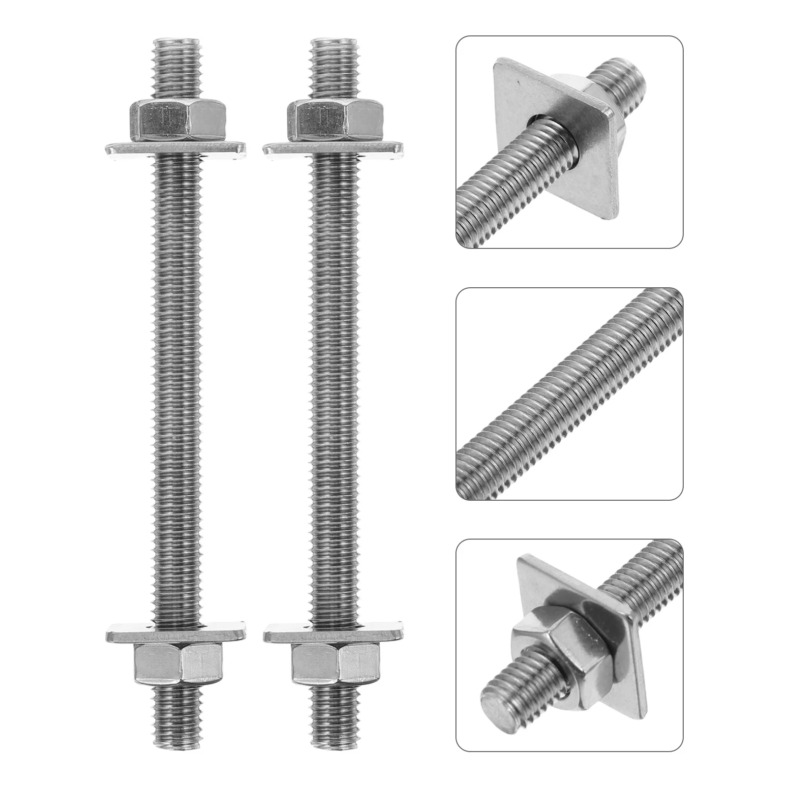 

2Sets Stainless Steel Through-Wall Screws Nuts Washers Extended Bolts Threaded Rods for Outdoor Construction Furniture Assembly