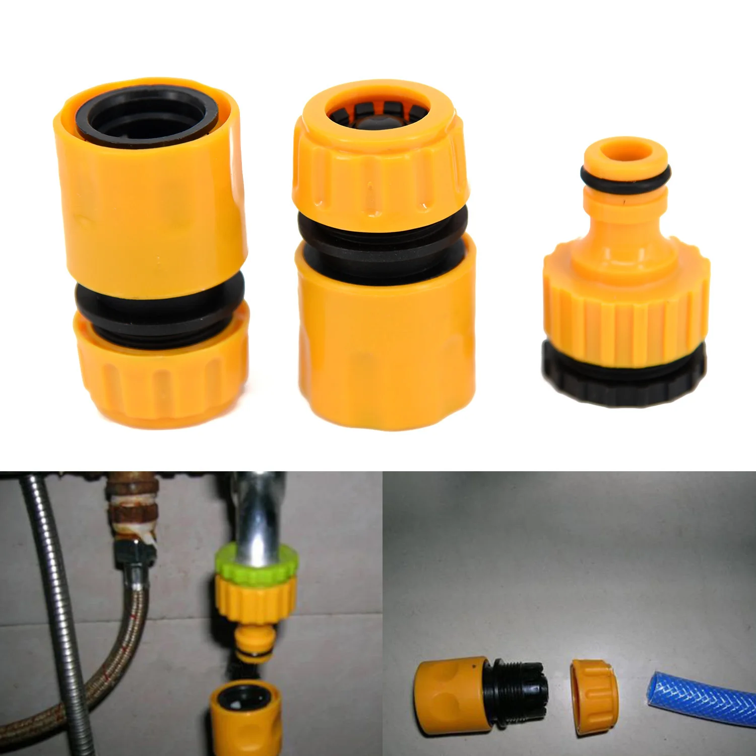 

3pcs 1/2 Hose Pipe Fitting Set Quick Connect Coupler Adapter Washing Pressure Washer Connector For Car Washer