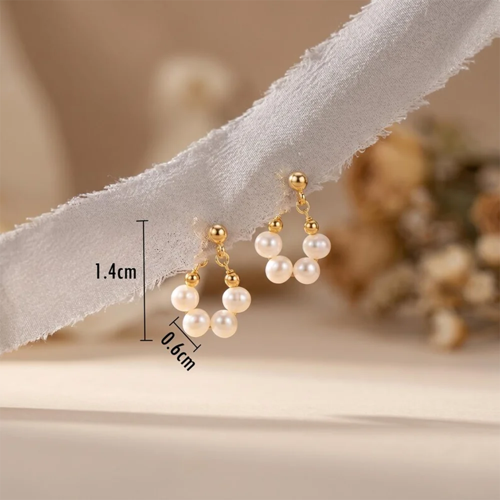 Baroque Freshwater Pearl Copper 14k Gold Plated Stud Earrings for Women Sweet High Quality Jewelry Birthstone Anniversary Gifts view 2