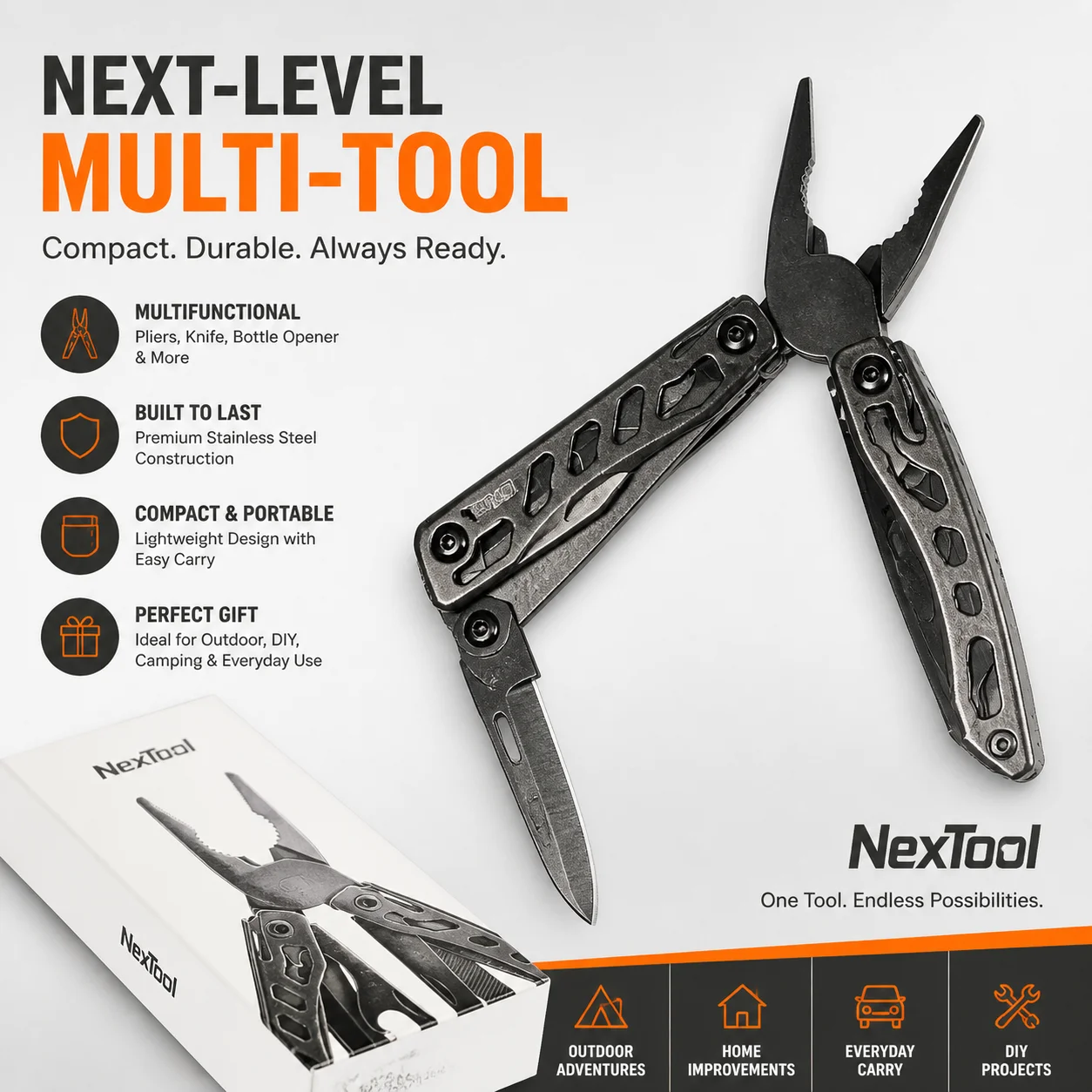 NexTool Flagship 10in1 Multifunction Folding EDC Scissors Screwdriver Pliers Bottle Opener Mobile Phone Repair Outdoor