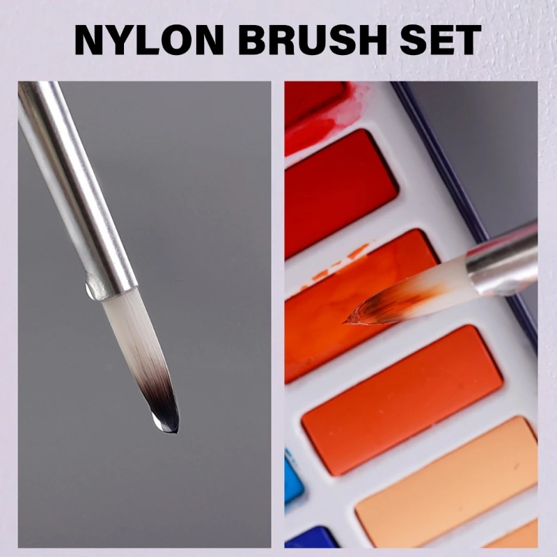 9pcs Paint Brush Artist Brushes Watercolor Paint Brush Nylon Hair Paint Brushes Oil Painting Brushes For Acrylic Painting