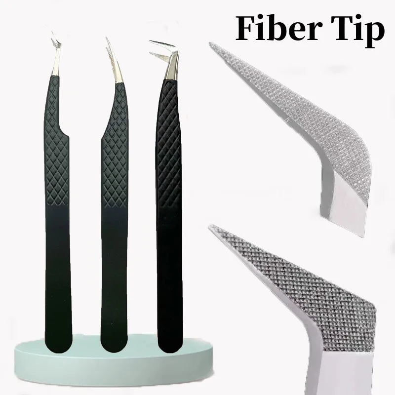 Fiber Tip Wimpers Pincet Met Fiber Tip Pincet Wimper Extensions Make-Up Wimper Pincet Roestvrij Staal Precisie Pincet