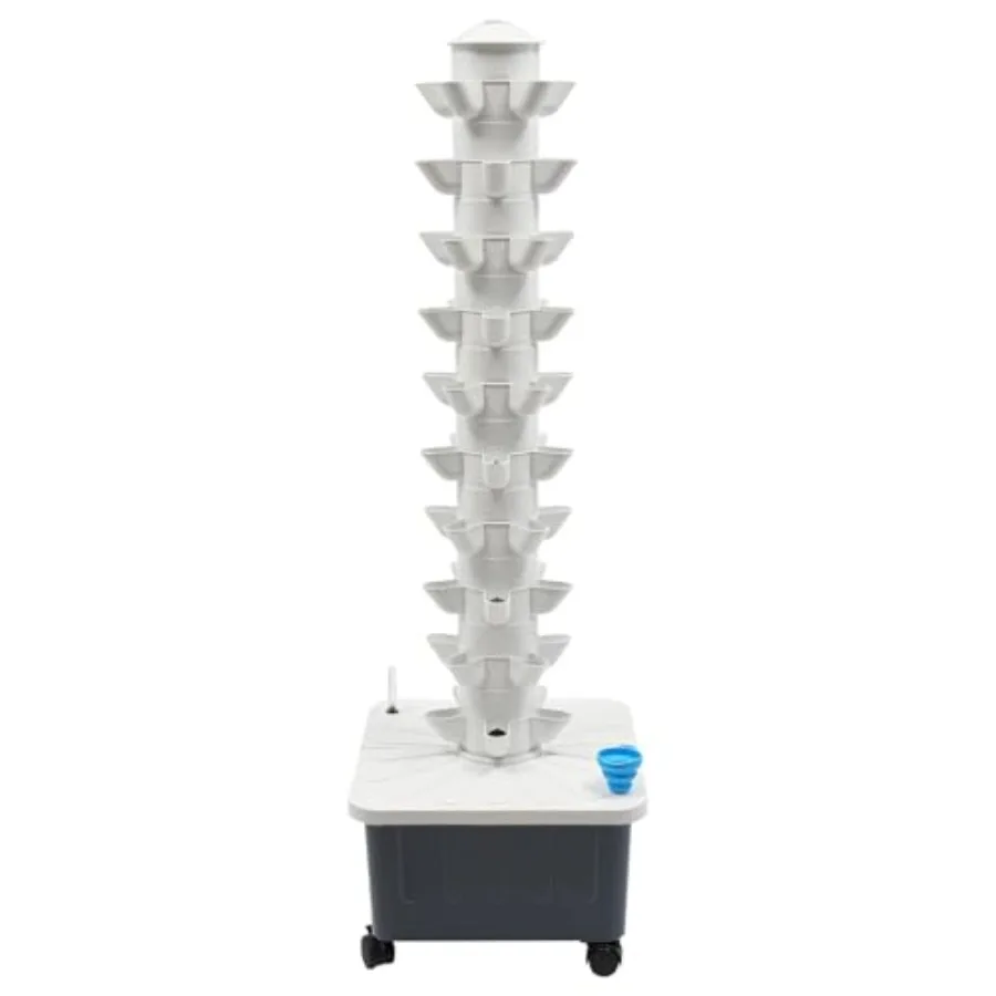 Vertical Hydroponic System Tower 50-Plant 10-Layer Hydroponics Growing Box Kit with 5.28Gal Large Water Tank for Indoor Outdoor