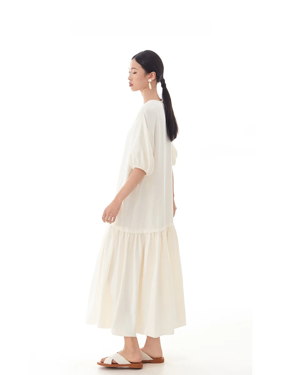 Ele Casual Long Dr round Ne ort Sve Straight Cut Loose Fit Beach Vaion Sle Dames Dr Zacht polyester mix