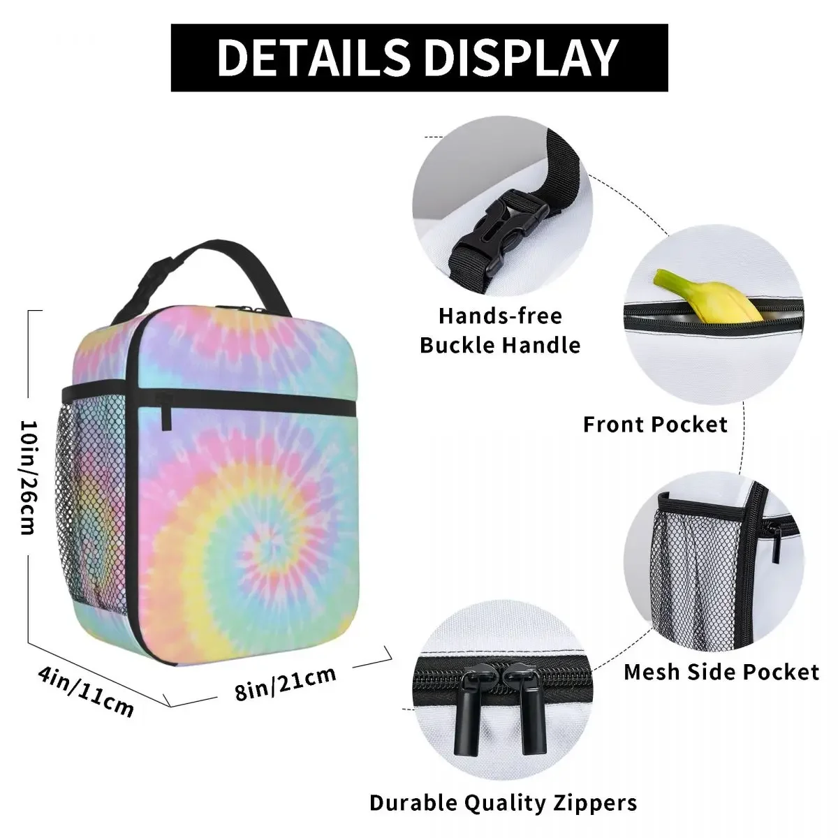 Rainbow Tie Dye Fashion Insulated Lunch Bags Food Bag Portable Thermal Cooler Lunch Boxes For Picnic