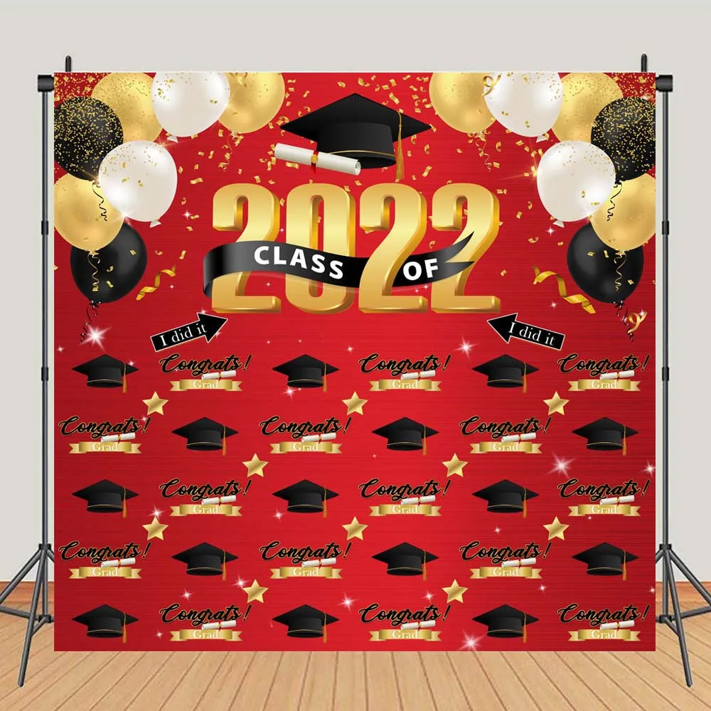 Graduation Party ตกแต่ง Congratulate สำเร็จการศึกษาถ่ายภาพฉากหลัง Class Of 2022ขอแสดงความยินดี Grad Photo พื้นหลัง Photocall
