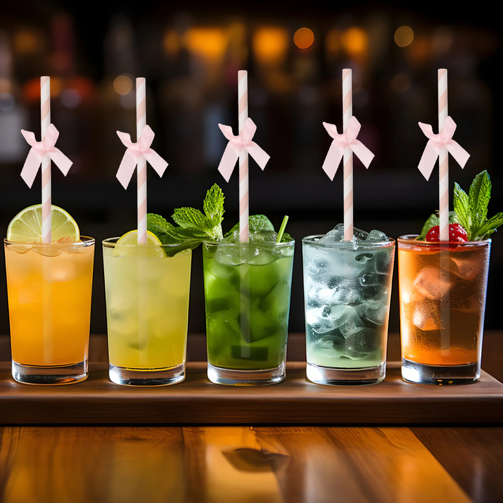 

30Pcs Pink Bowknot Paper Straws Ideal for Wedding Receptions Showers and Bridal Showers Decor Paper Straws