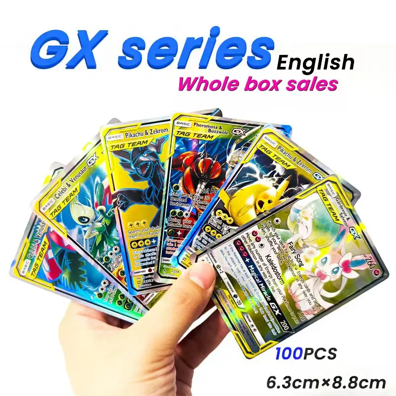 

New 100pcs English Pocket Collection Cards GX Vmax Ex Series Blaziken gengar rayquaza dragonite Battle Games Toys Birthday Gifts