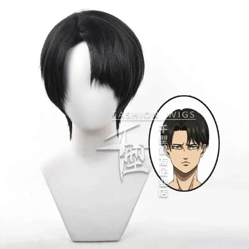 Levi Ackerman Cosplay Anime Cos Men 30cm Short Black Brown Heat Resistant Synthetic Wigs Halloween Party Wigx,5;d'2.y;8'