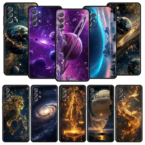 Funda de teléfono Moon Galaxy Universe para Samsung A51 A71 A72 A21S A11 A15 A25 A31 A41 A23 A33 A53 A73 A03S A05S A13 5G A35 A55
