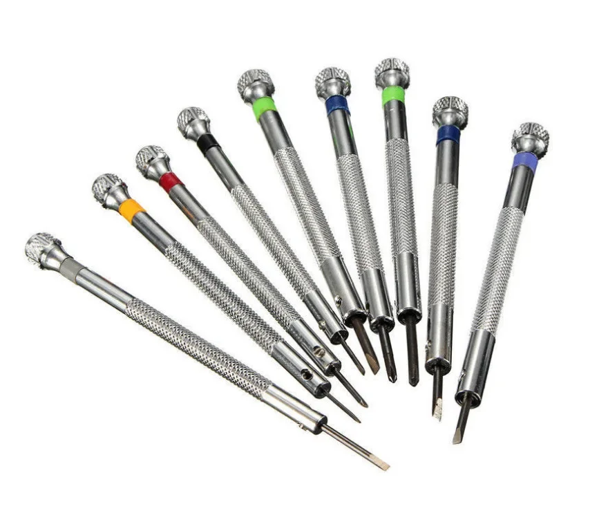 Watch Repair Tool Set 9PCS Screwdriver Rotating Base Pure Steel Screwdriver 5978 Various Sizes Screwdrivers Non-slip Base