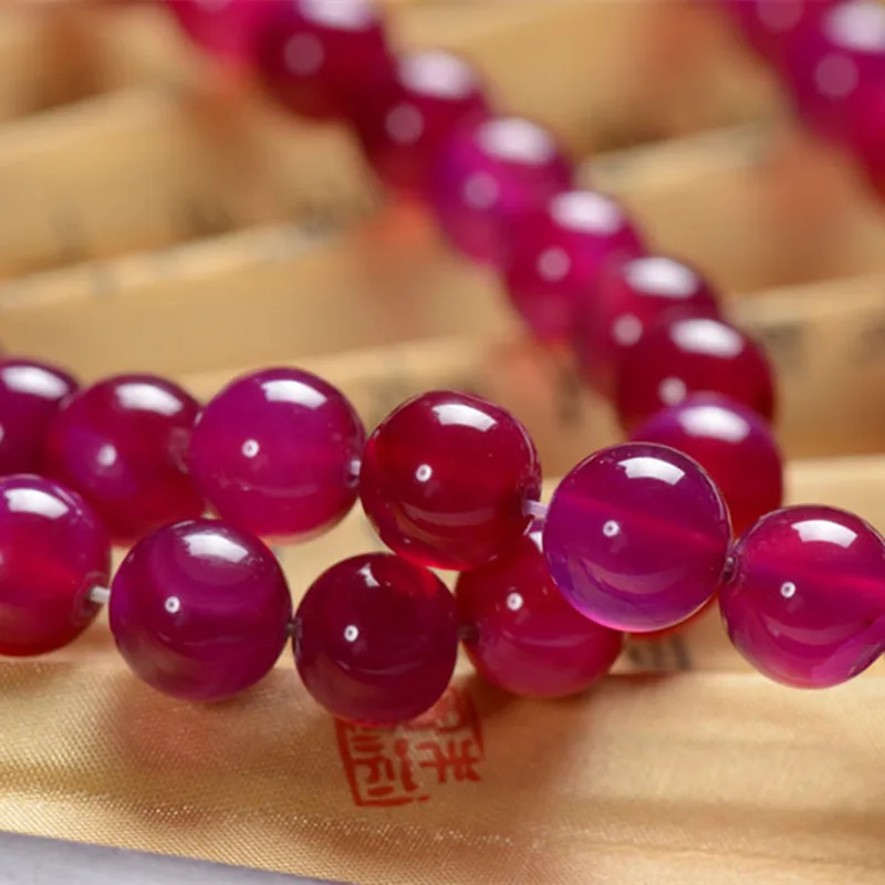 Joanlyn Grade A Natural Rose Red Agate Beads 6mm-10mm Smooth Polished Round 15 Inch Strand AG07