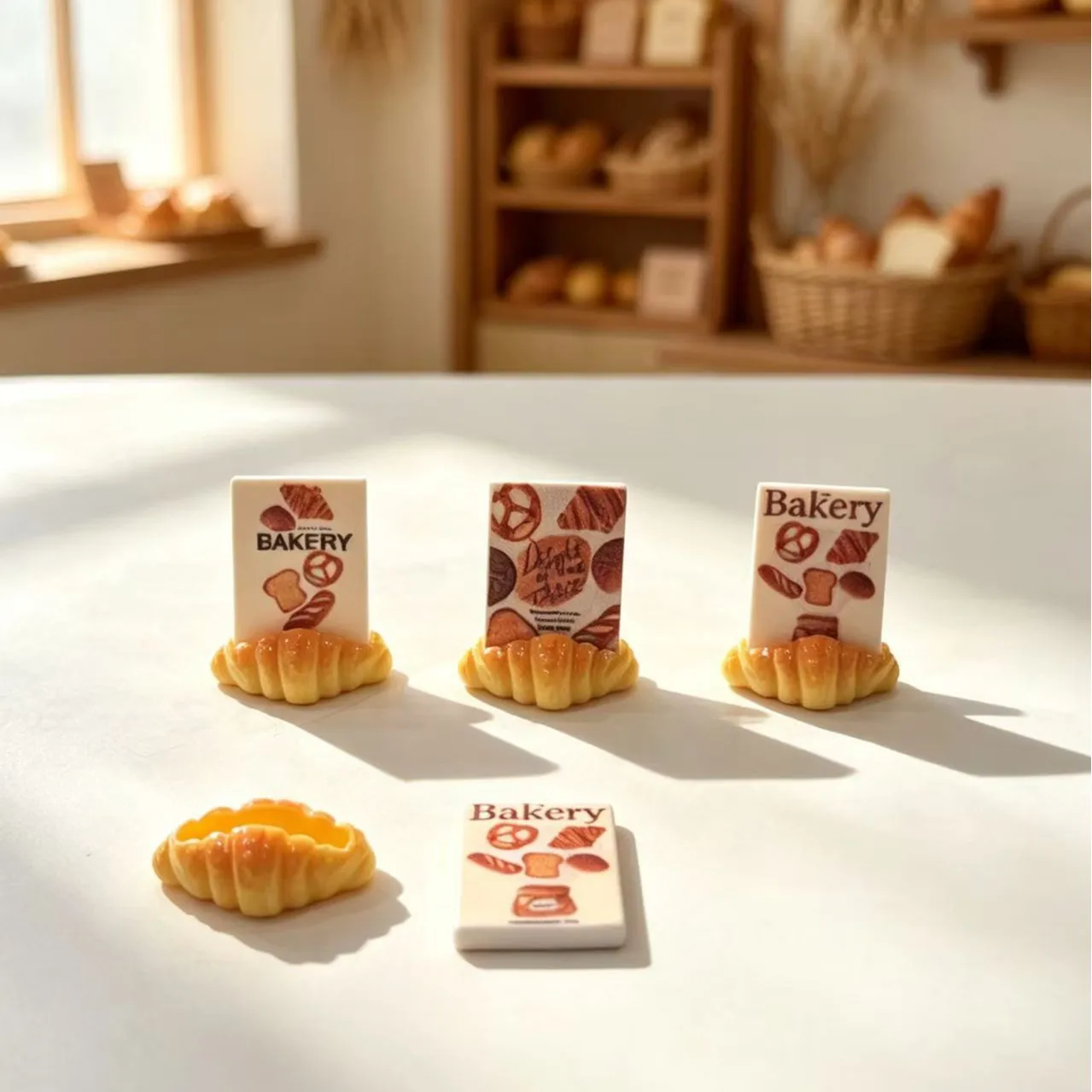 100pcs Cute Mini Simulation Bread Bakery Board Resin Charms DIY for Phone Case Keychain Earring Scrapbook Dollhouse Accessories