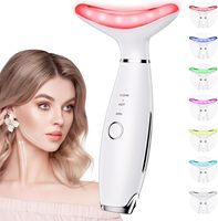 7 Color Red Light Therapy for Face Neck, Face Massager Tool for Wrinkles, Double Chin, Vibrating Facial Massager with Thermals