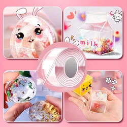 Colorful Blow Bubbles Double Sided Tape Set With Tool DIY Crafts Multipurpose Creative Sticky Tape Nano Tape Kids Toy