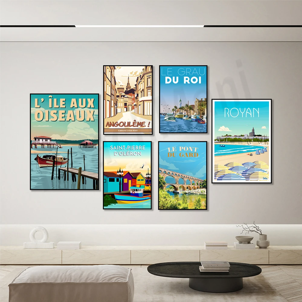 

Arcachon-Bacons print, Ile aux Oiseaux, Place du Garter, Ile de Ré, Charente-Maritime, Saint-Malo-Brittany travel poster