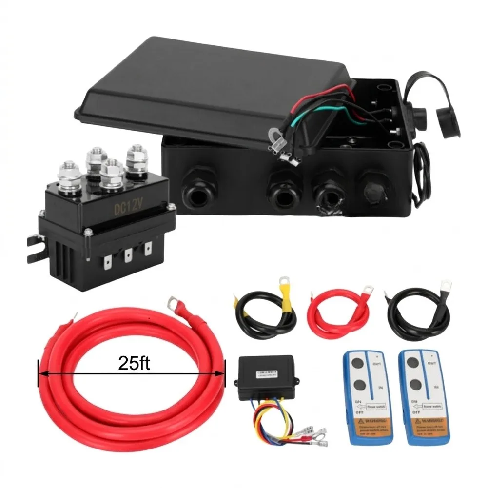500A For Heavy-Duty Winch Switch Kit with Wireless Remote and Aluminum Wires for Winches Up to 15000 LBS Pulling Capacity