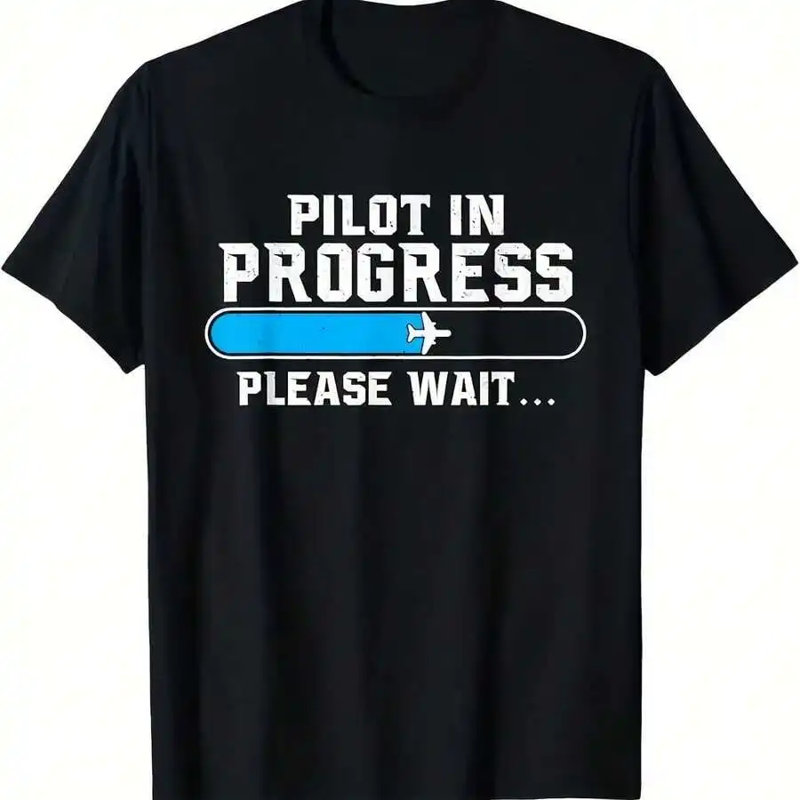 A Must-Have For Aviation Enthusiasts! Pilot In Progress Creative Print T-Shirt, Pilot Training Top