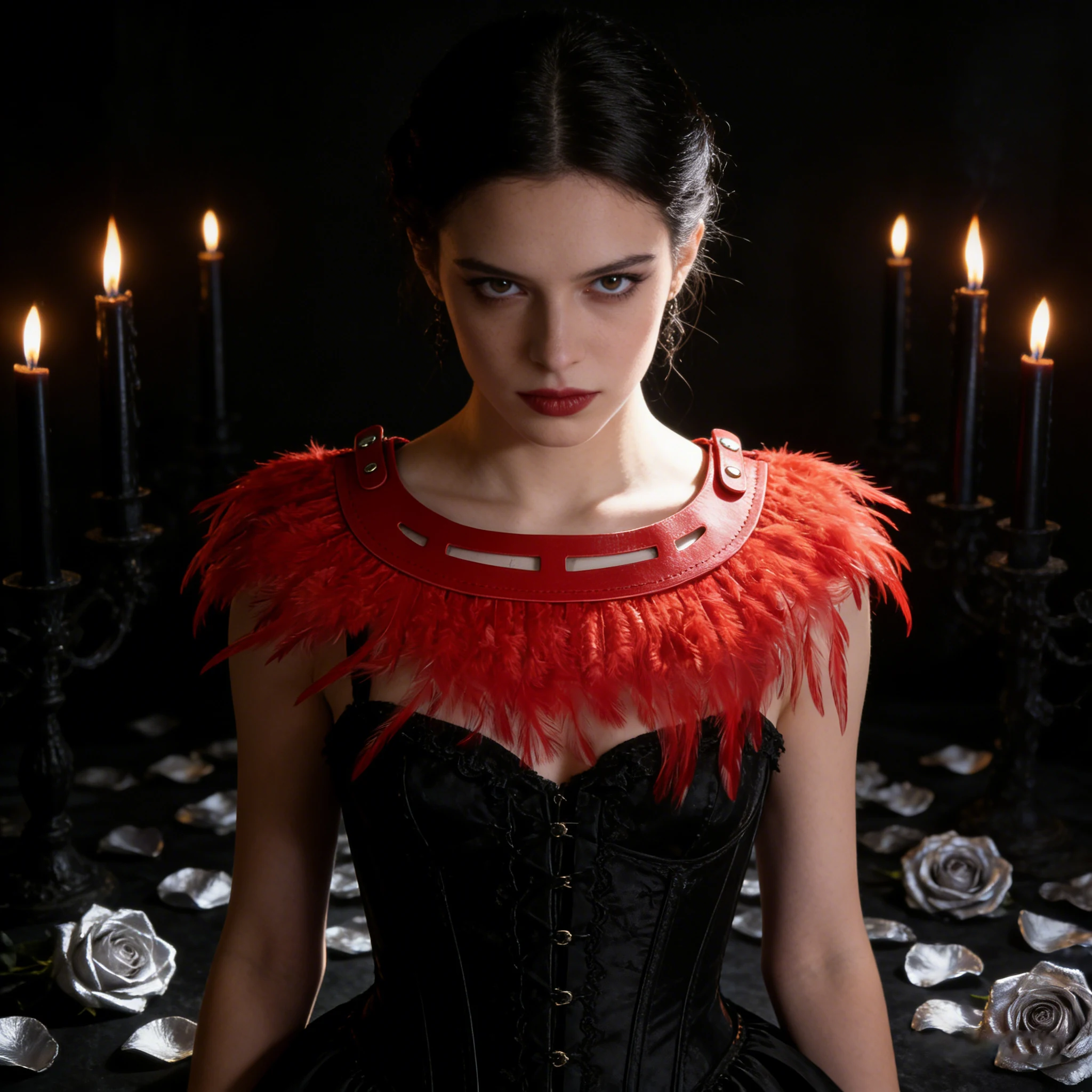 

Red Feather Shoulder Piece Punk Style Leather Hollow Out Shoulder Collar Stage Cosplay Party Dress Neck Shoulder Accessory