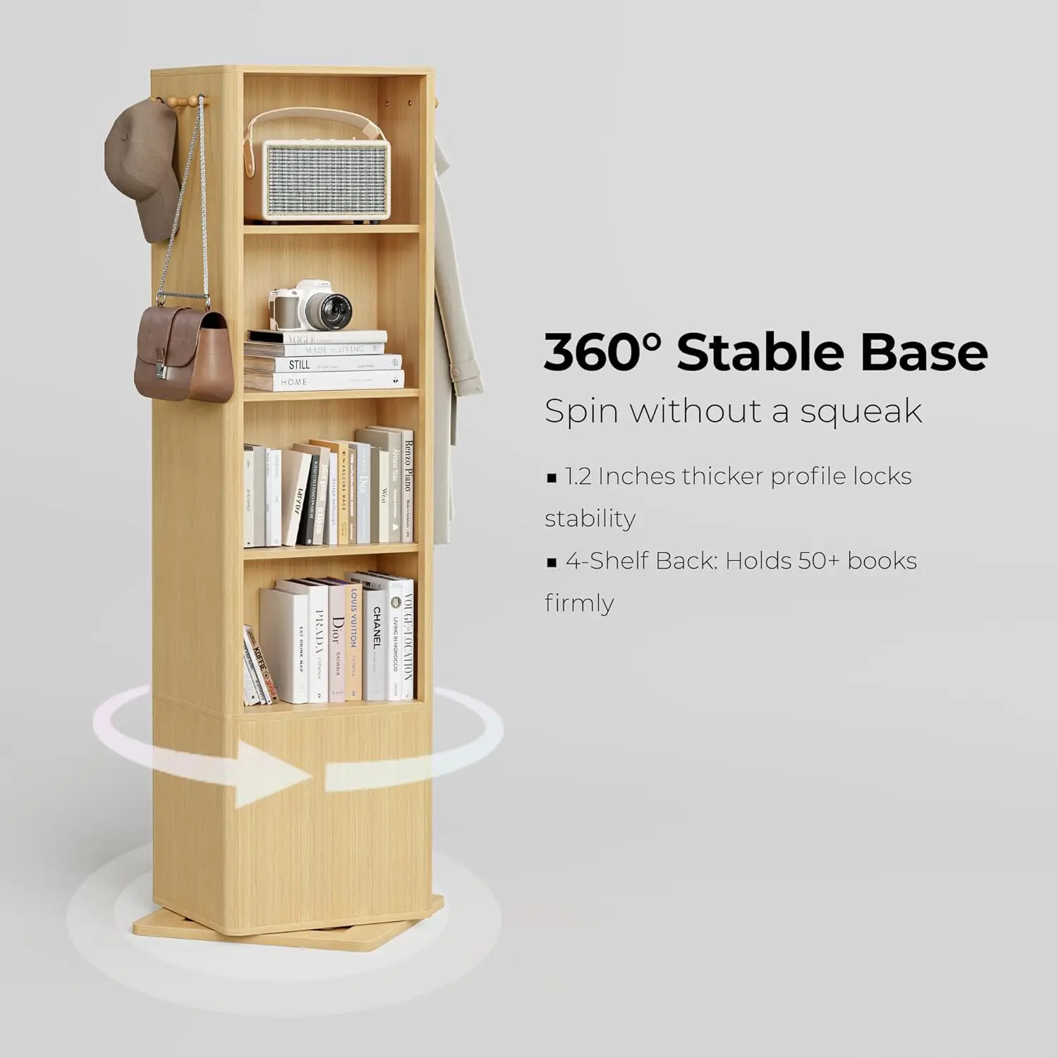 ايرونك 360 °   خزانة مجوهرات دوارة، خزانة مجوهرات مع مرآة كاملة الطول، منظمات مجوهرات واقفة مع درجين، بلوط