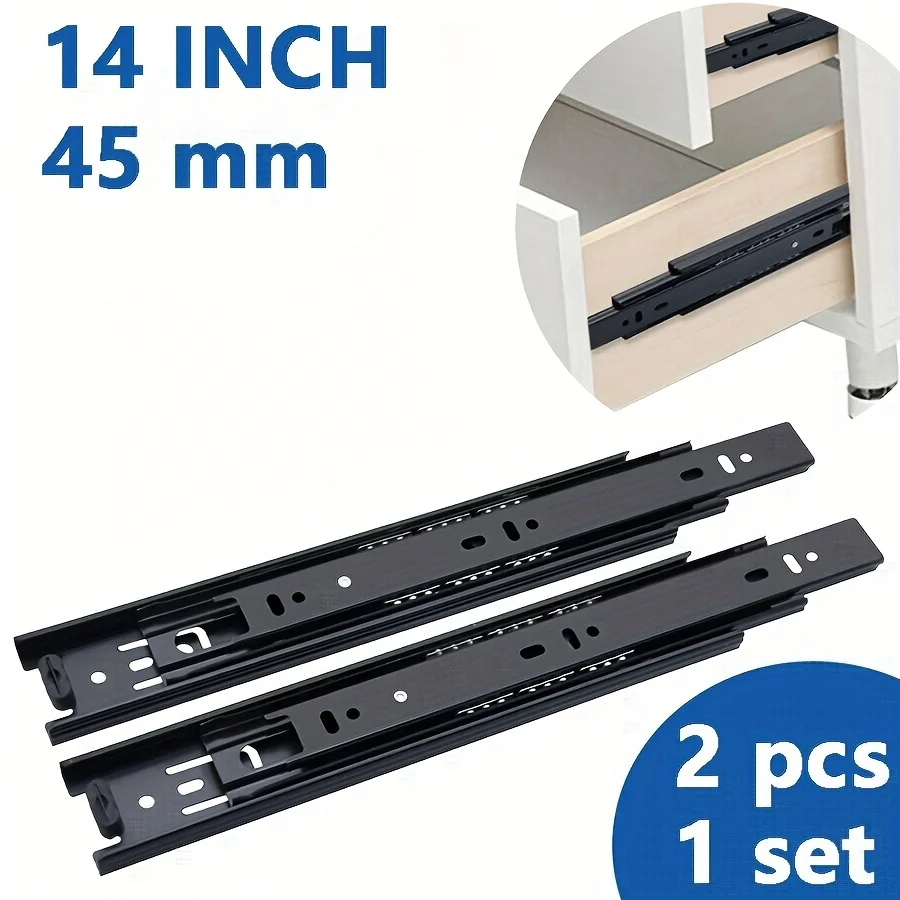 

Направляющие для выдвижных ящиков 8-20 дюймов, из холоднокатаной стали, бесшумные, с доводчиком, трехсекционные, для шкафов