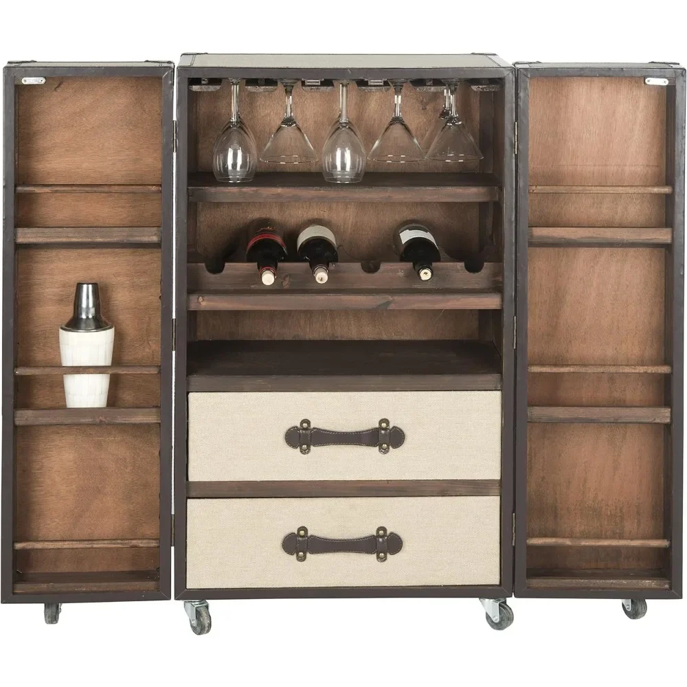 Home series beige bar cabinetLarge wooden wine cabinets are suitable for commercial and household use