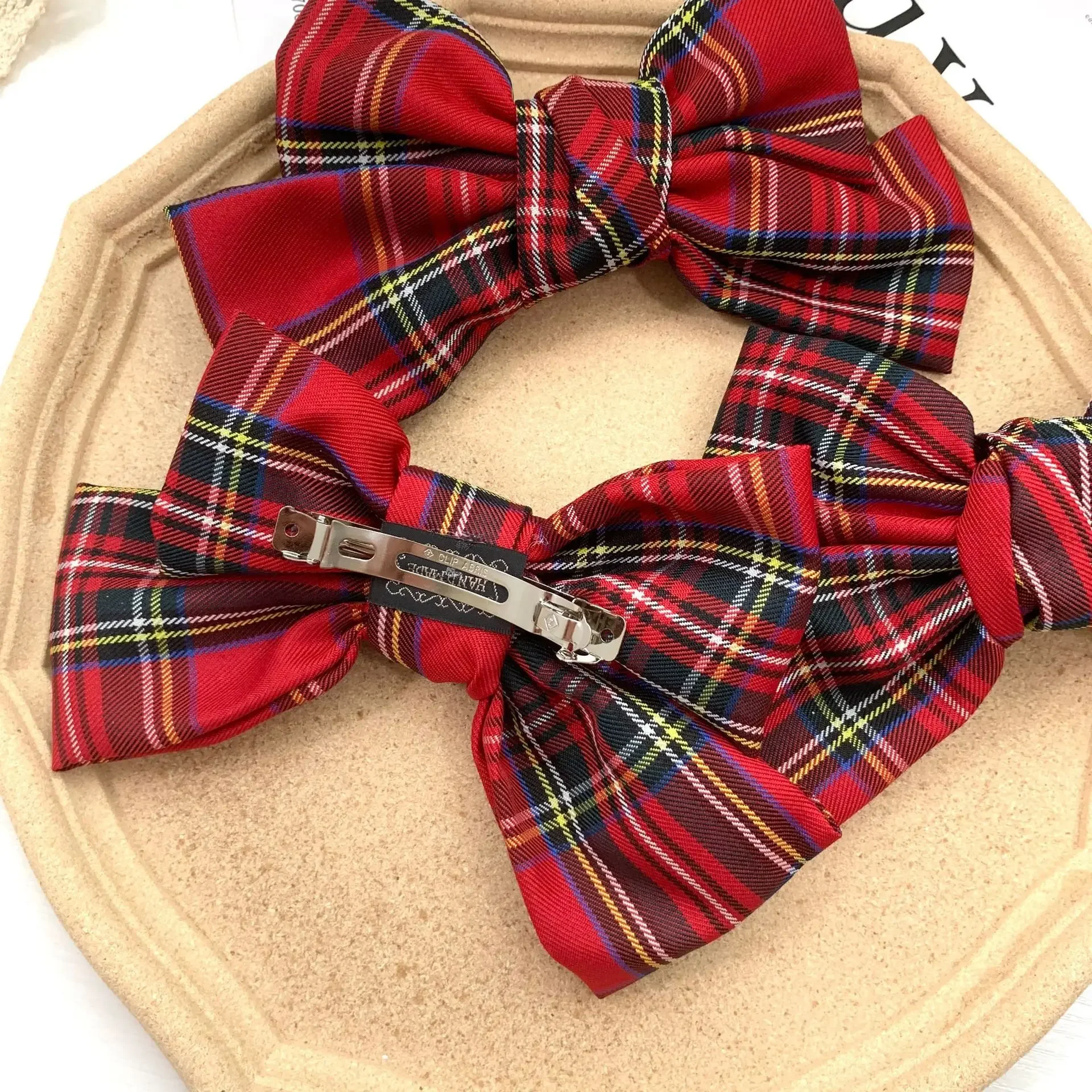 24 colors 1/2PCS  English wind Bows for Women Girls Hair Clips plaid Fabric Hair Bow Styling Accessories Decoration