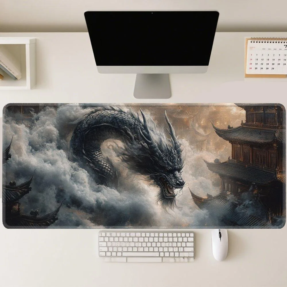 Tapis de souris de jeu style anime Black Dragon, adapté comme tapis de table décoratif sur le bureau, accessoires de bureau, tapis de souris