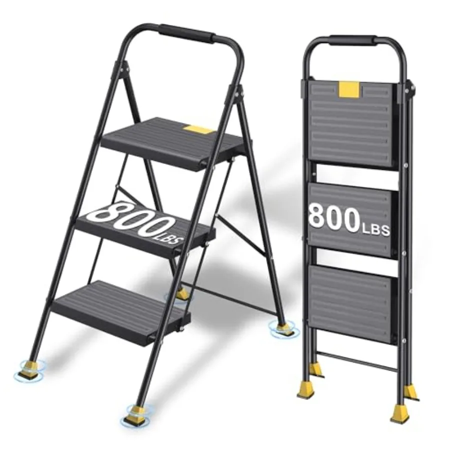 

Foldable Ladder Folding Stool - 800Lbs Heavy Duty with Handrails for Home Adults Kitchen ping Extension Tall - Indoor House Clo