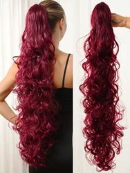High Temperature Hair Synthetic Heat Resistant Wigs Clip in Ponytail Hairpiece Long Curly Wavy Ponytail Green 34 Inch Ponytail w
