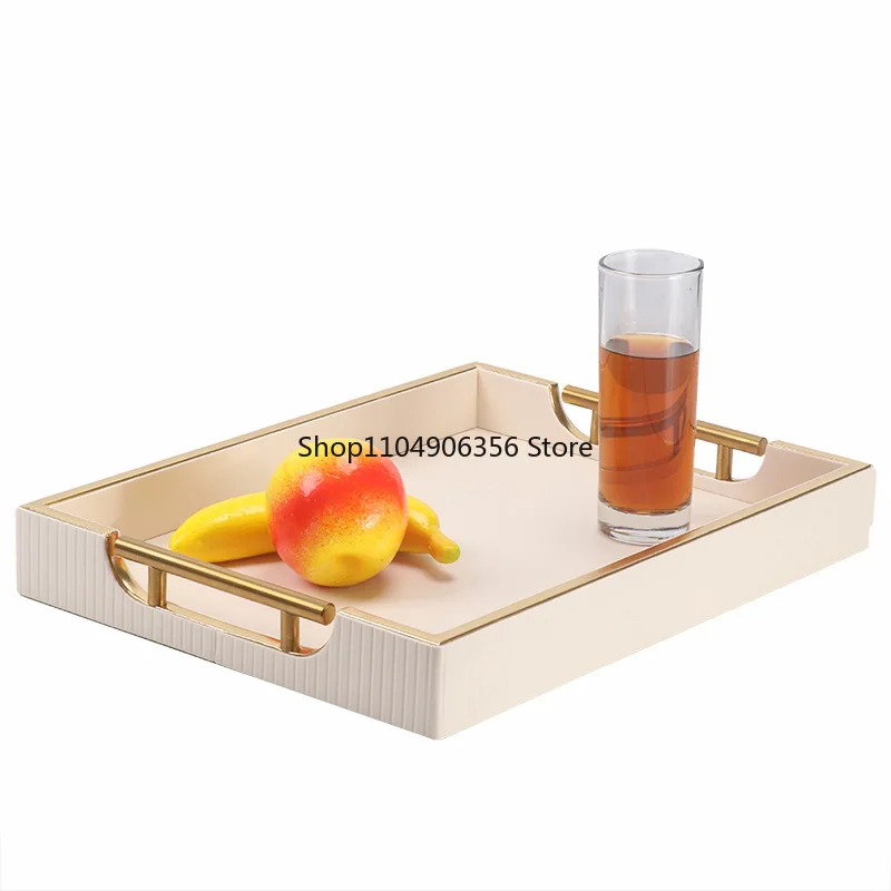 صينية زخرفية جلدية منزلية مبتكرة، صينية تخزين مدخل غرفة المعيشة، صينية تخزين طاولة القهوة لغرفة النموذج، صينية الشاي #5