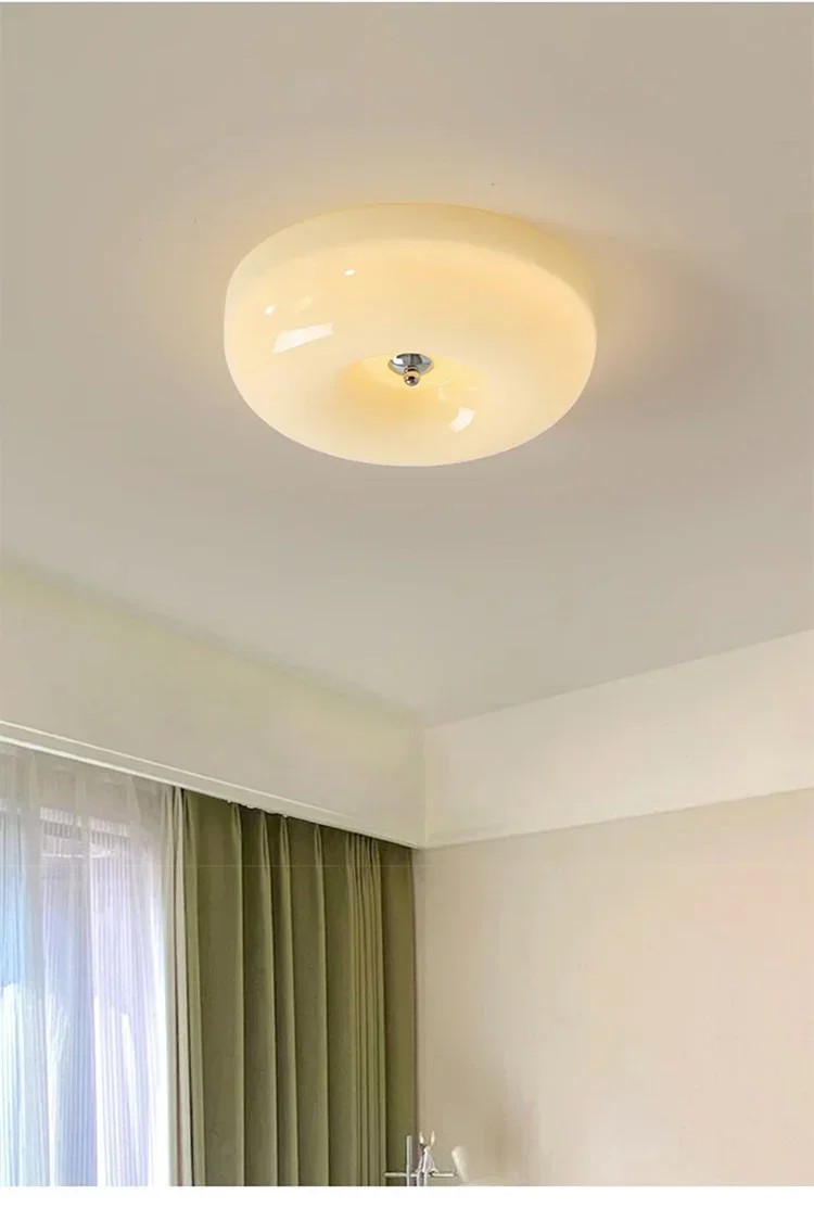 Nordic minimalist style LED ceiling light, milky white pudding style glass light, suitable for bedroom balconies GN246TB