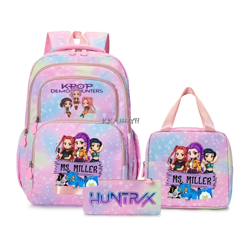 KPop Demon Hunters Backpack Set 3pcs with Lunch Bags Printe Boys& irls Lightweight Student Laptop School Bags for Teens