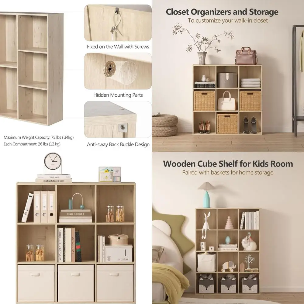 

Деревянный органайзер-куб с задней панелью, двусторонний книжный шкаф, решение для хранения вещей в нескольких комнатах