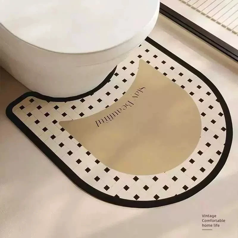 

VIKAMA Luxury-Style Toilet U-shaped Floor Mat Modern Minimalist Anti-Slip Floor Mat Bathroom and Shower Room Decorative Carpet