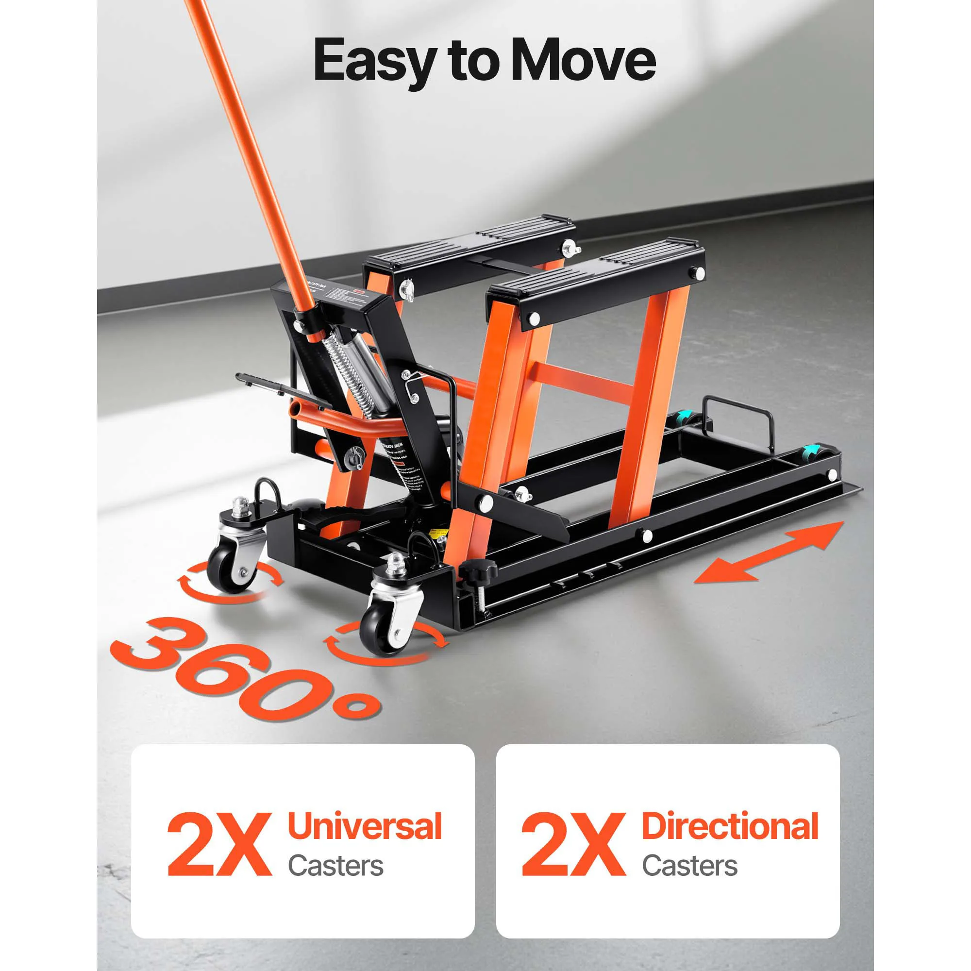 SucceBuy 1500 LBS Steel Hydraulic Motorcycle Jack Stand ATV Scissor Lift Jack with 4 Wheels for Motorcycle ATV UTV Powersports view 6