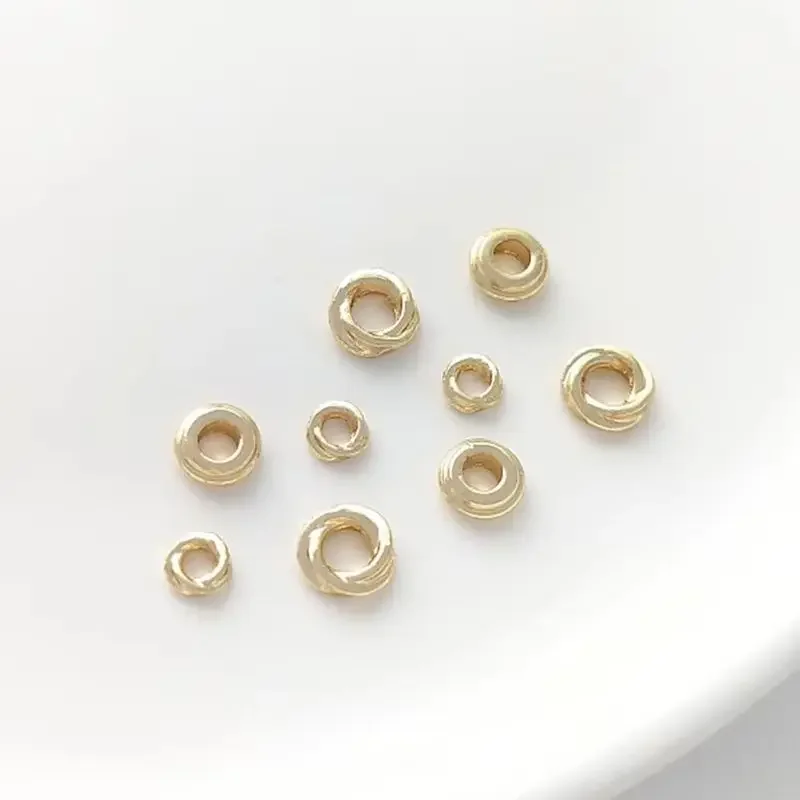 

14K gold wrapped double ring twist ring knot ring Fried Dough Twists ring spacer wheel bead ring diy string accessories material