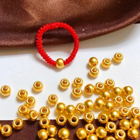 24k pure gold beads 999 real gold jewelry parts gold loose beads matt surface beads 3mm - 6mm