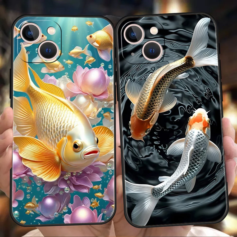 Cartoon Fish Phone Case for iPhone 16 15 14 13 12 Pro Max 11 Pro Max 7 8 Plus XS XR Shockproof Soft Shell Coque Capas Bags