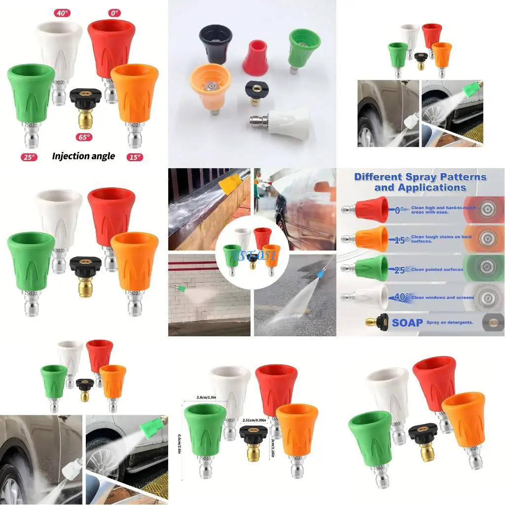 

E15A Pressure Washer Nozzle 5Pcs Color Heads Corrosion Resistant Fast Installation