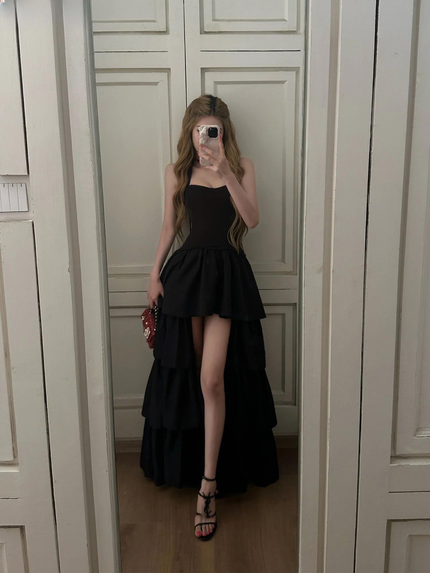 

Платье MOXI Black Romantic Princess: асимметричный вырез, без бретелек, длинная юбка, завышенная талия, бальное платье в винтажном стиле, А-силуэт