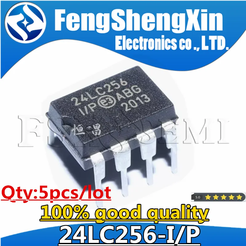 5PCS 24LC256-I/P DIP-8 24LC256I/P DIP8 24LC256 EEPROM IC