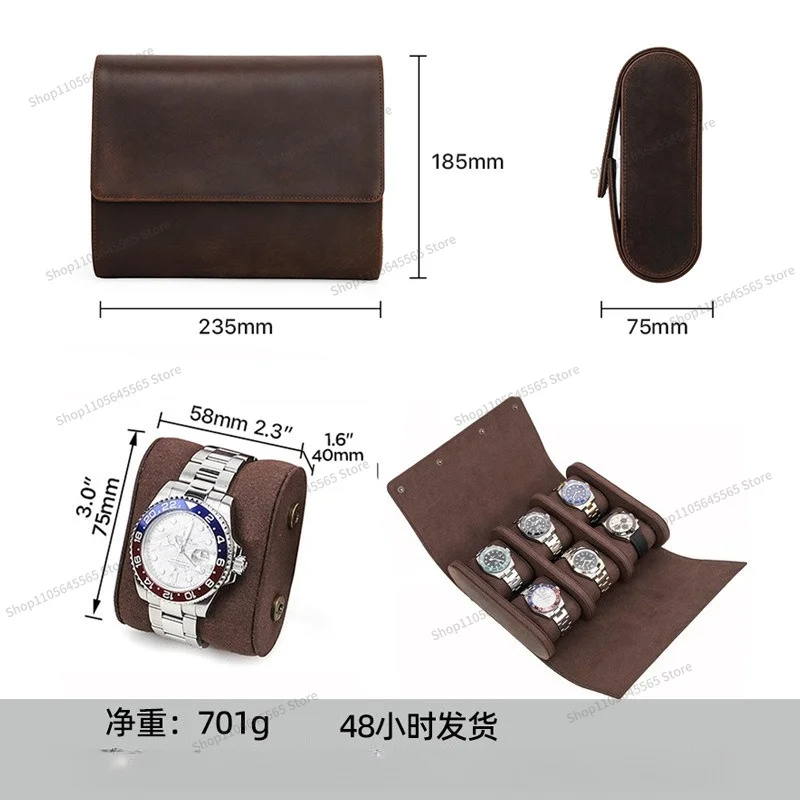 For Retro Six-pack Mechanical Watch Storage Box, Portable Anti-drop Watch Collection Box