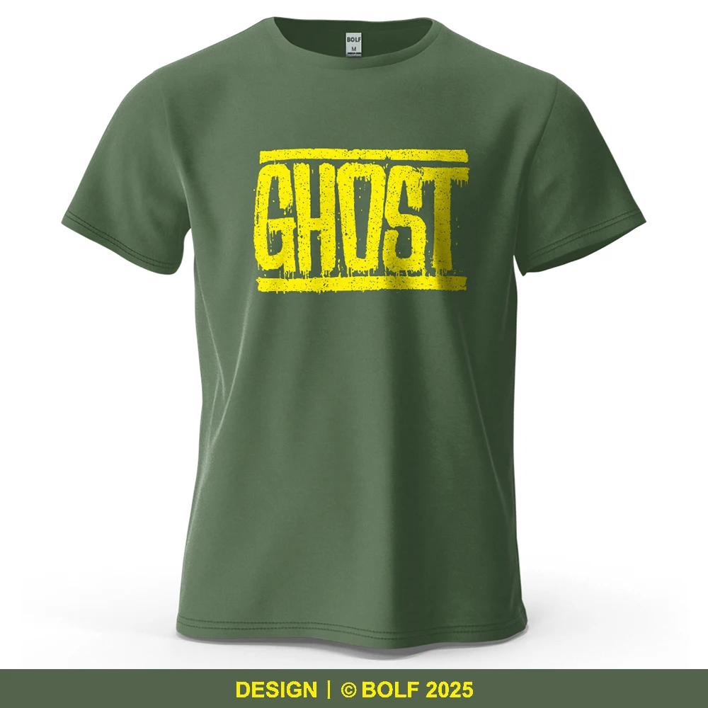 Camiseta de manga corta con gráfico de fantasma para hombre, camisetas 100% de algodón con estampado transpirable, ropa deportiva informal de verano para mujer