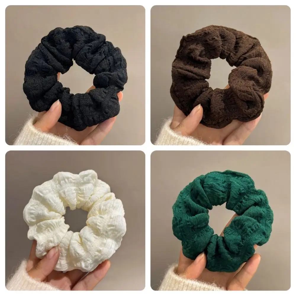 Fashion Large Korean Puff Hair Loop Ruffle Design Solid Color Headband No Harm Vintage Hair Scrunchie Hair Ornament