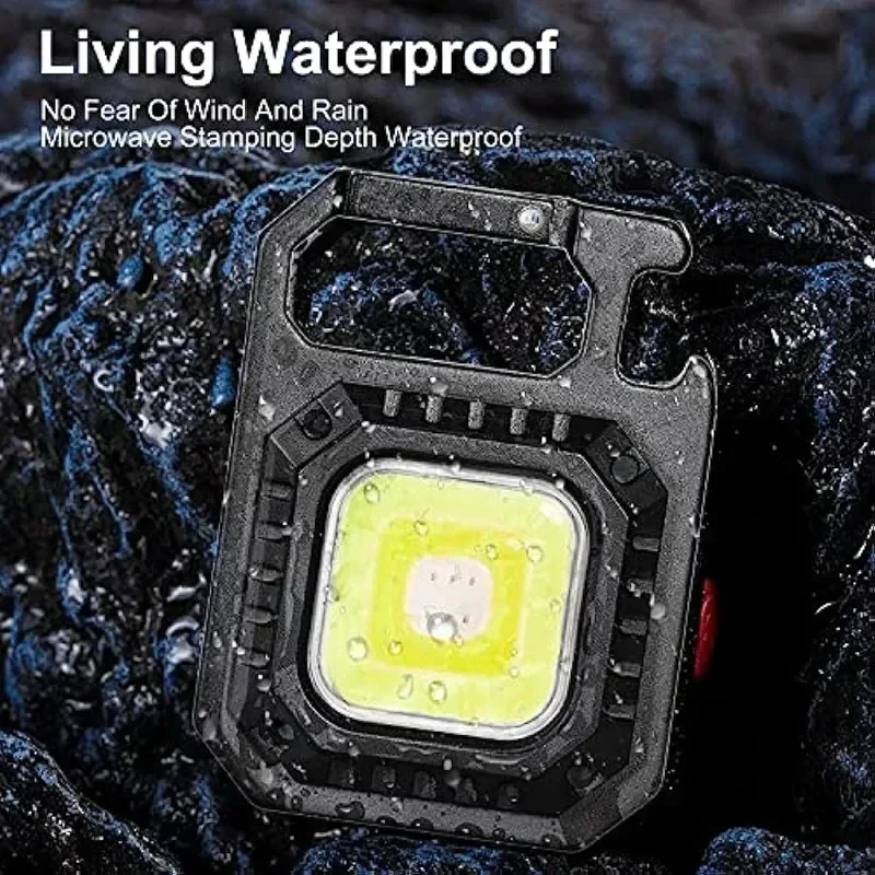 Multifunctional LED Flashlight 7 Modes Rechargeable Keychain Light Outdoor Camping Hiking Emergency Lamp Magnetic COB Work Light