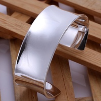 925 Sterling Silver  Bracelet High Quality Fashion Women Solid Lady Bangle Jewelry Charm Big Cuff Men
