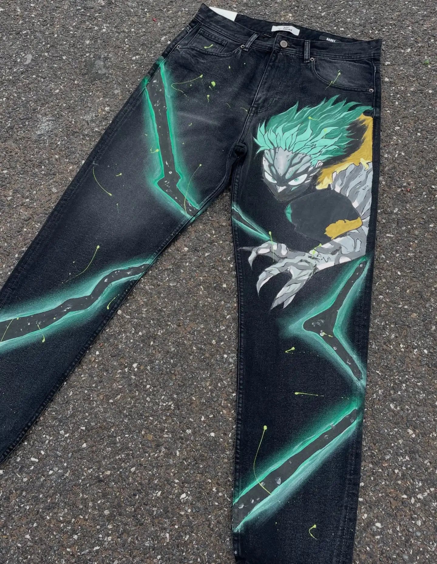 Harajuku High Street Popular Anime Jeans Y2k Baggy Jeans Vintage Wide Leg Denim PantsStreetwear Couples Trouser Men Clothing
