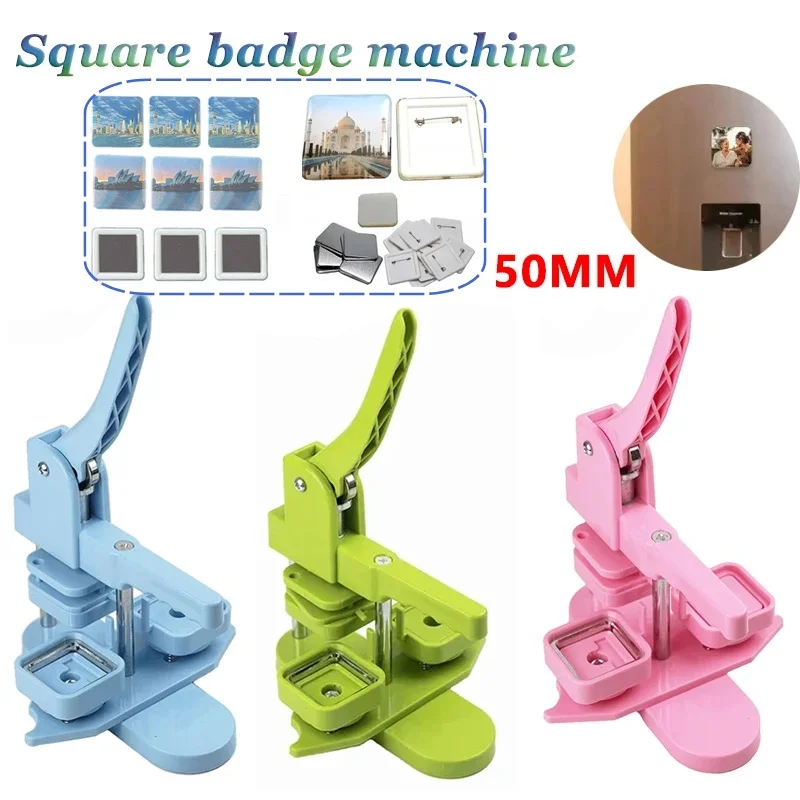 

Three Colors Square Refrigerator Badge Machine 50x50mm Is Suitable for Making Fridge Magnets/Badge Pins As A Gift for Children